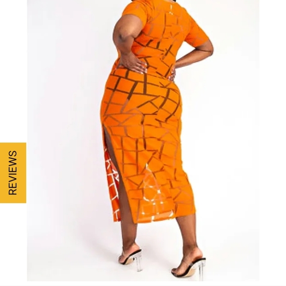 CURVE Summer Babe Midi Orange Long Sheer Transparent Dress - Picture 11 of 11